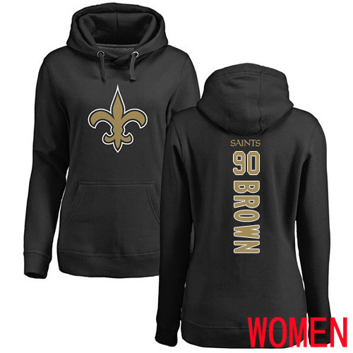 New Orleans Saints Black Women Malcom Brown Backer NFL Football #90 Pullover Hoodie Sweatshirts